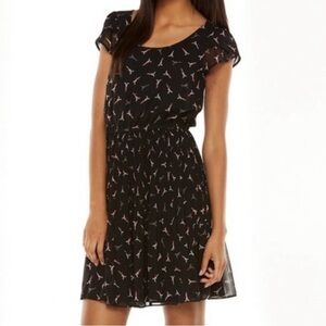 Elle Paris Love Eiffel Tower Dress Size M Black White Party Garden Travel EUC